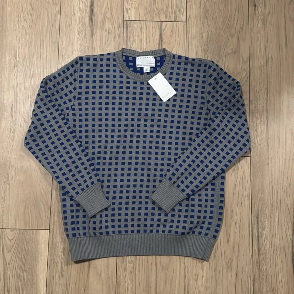 NWT Lucio Castro Blue and Gray Crew Neck Sweater Men’s Medium